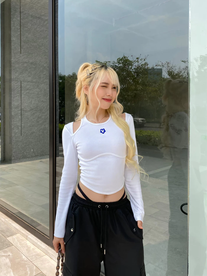 Áo croptop nữ khoét vai tay dài Vicolas thun gân tôn dáng thoáng mát co giãn - VICO8