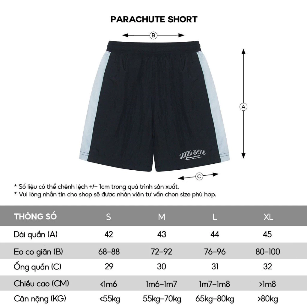 Quần ngắn vải dù HUGU - PARACHUTE SHORT - Unisex, form rộng thoải mát