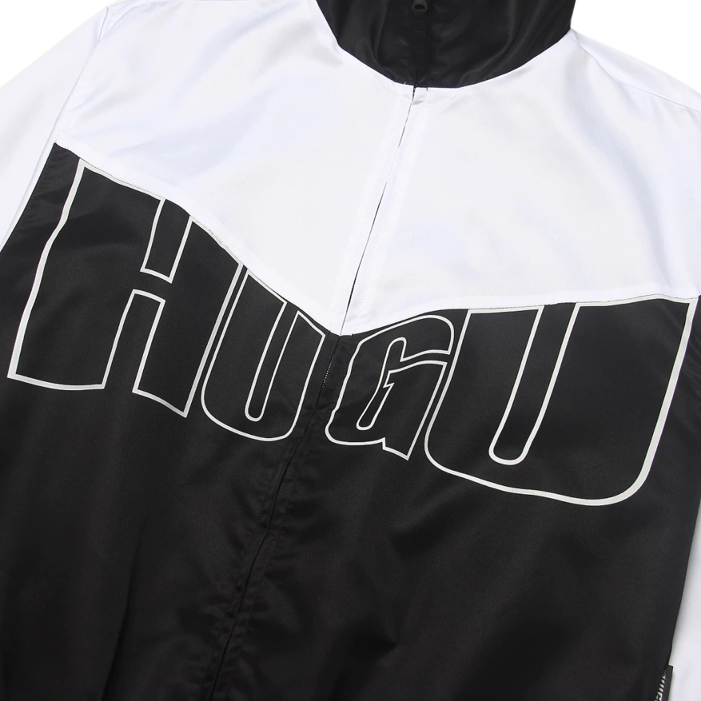 Áo khoác dù nam trắng đen HUGU - JERSY PARACHUTE JACKET - form rộng thoáng mát
