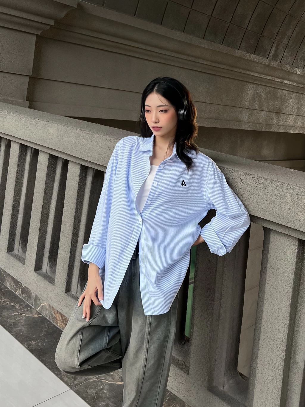 Áo Sơ Mi Sọc HIDDEN / DRAGONBYBOI Premium Oxford Shirt Logo nam nữ Unisex