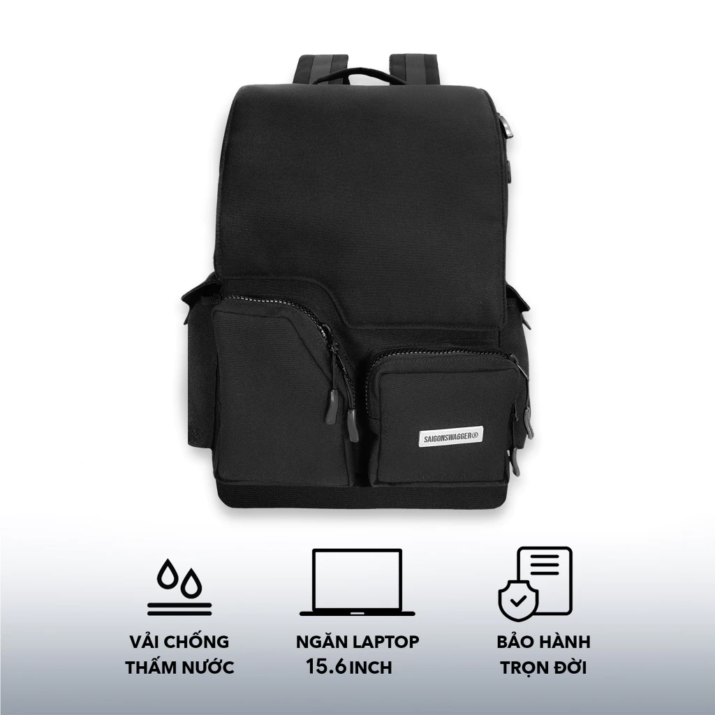 Balo Nam Nữ SAIGONSWAGGER® nhiều ngăn chống thấm SGS BLOCK BACKPACK, ngăn chống sốc laptop 15.6inch