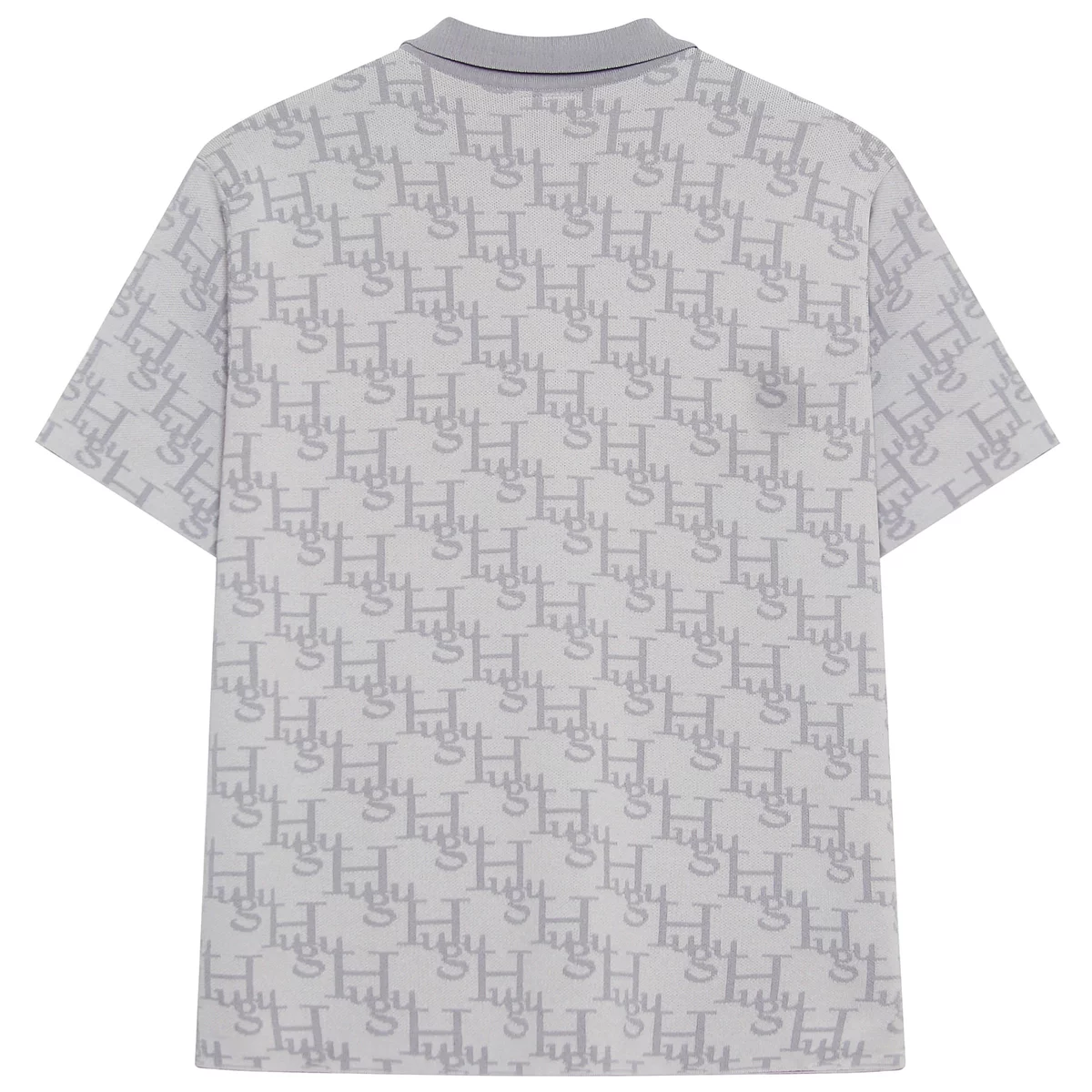 Áo thun polo dệt kim, họa tiết monogram màu xám, đen,.. form boxy unisex họa tiết local brand HUGU - MONOGRAM POLO SS2