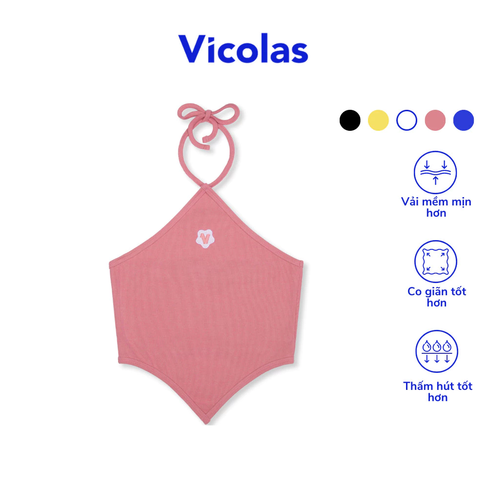 Áo croptop cổ yếm nữ Vicolas cột dây chất contton thun gân - VICO3 YẾM CROPTOP