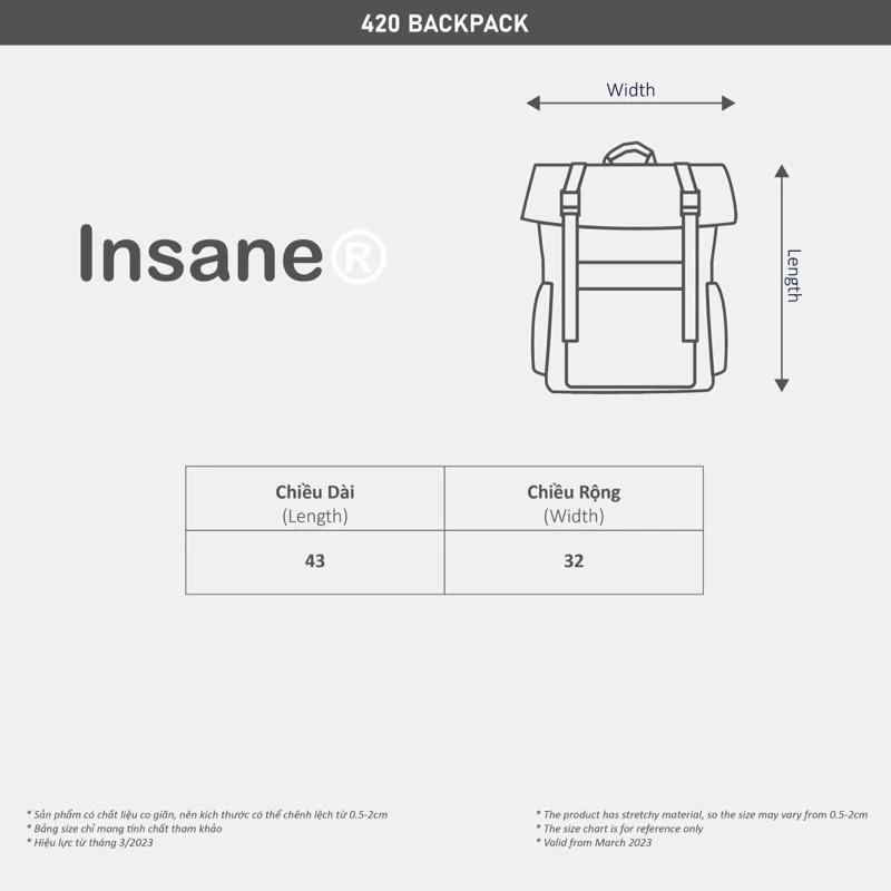 Balo InsaneClo 420 BACKPACK Form Unisex Vải Canvas