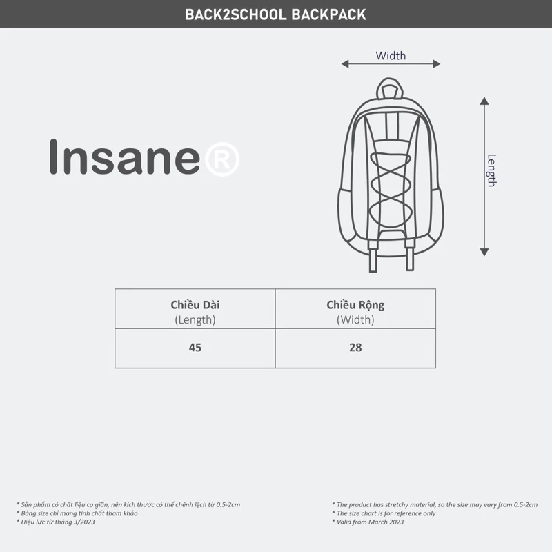 Balo InsaneClo BACK2SCHOOL BACKPACK Form Unisex Chất Liệu PU Vẫn Gỗ