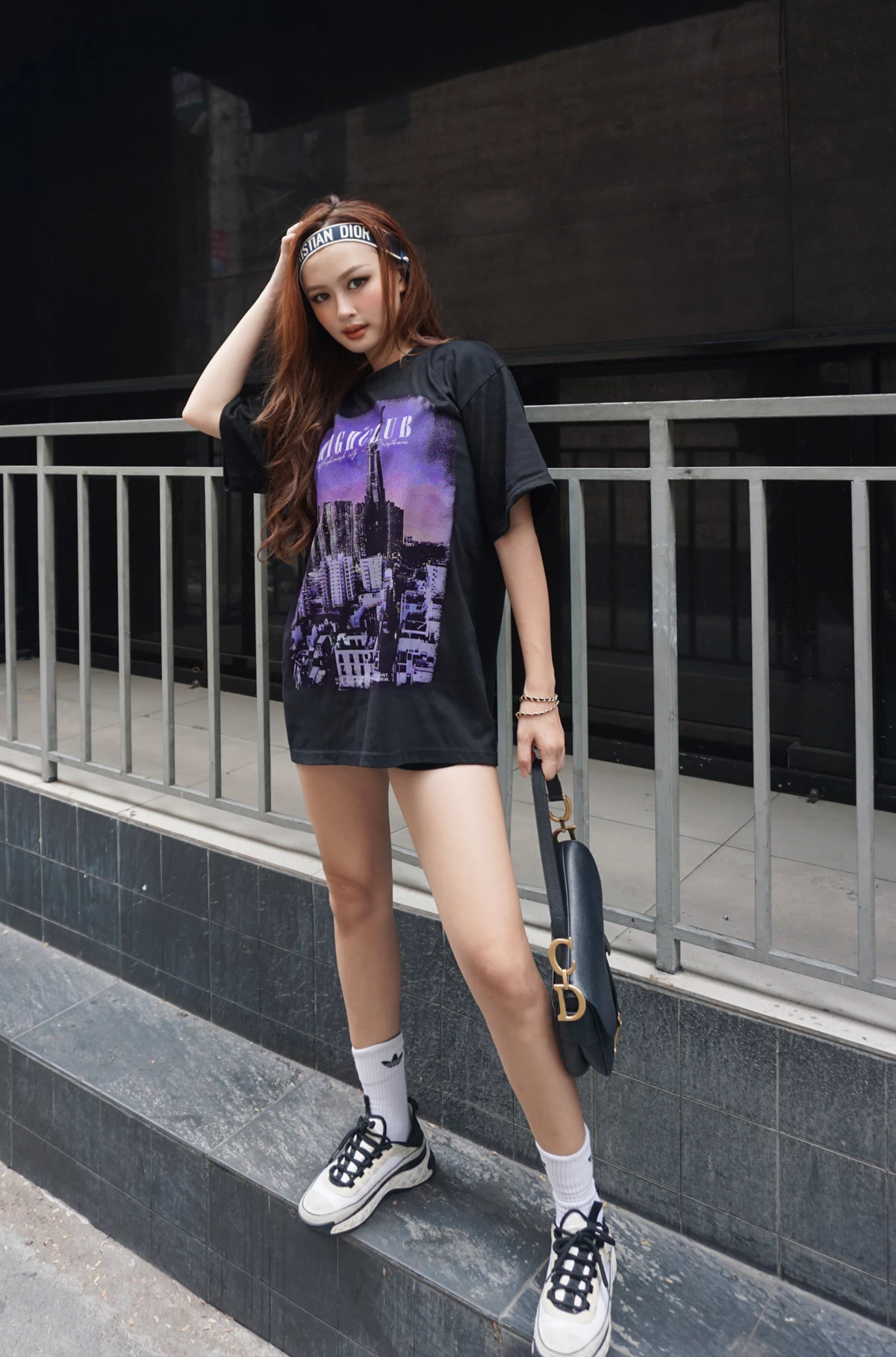Áo Thun SAIGON Tay Lỡ Unisex Nam/Nữ ĐEN Cổ Tròn - HIGHCLUB Brand Chính Hãng