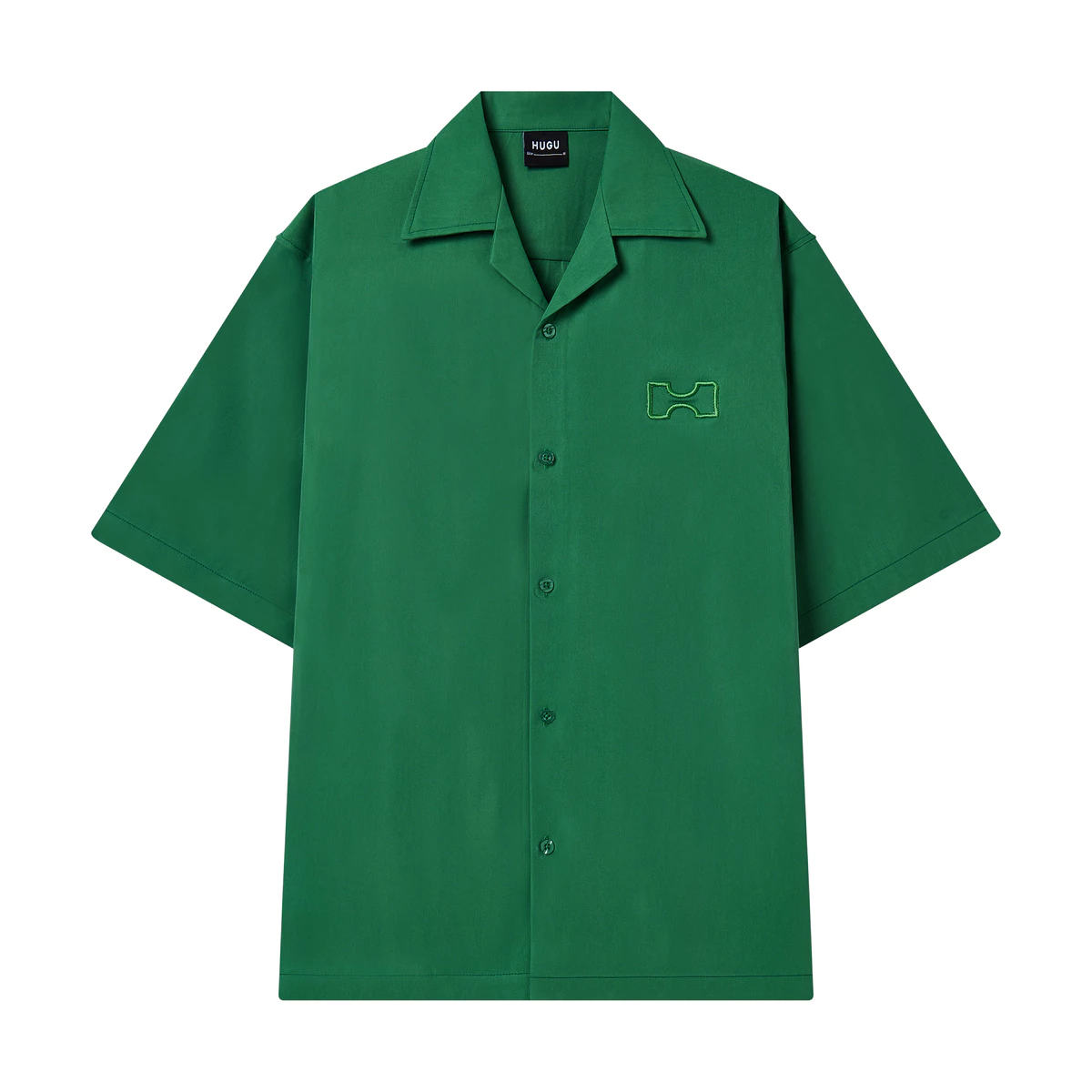 Áo sơ mi kaki Hàn màu đen, trắng, form regular thêu logo basic unisex local brand HUGU - HUGU BASIC SHIRT - SS2