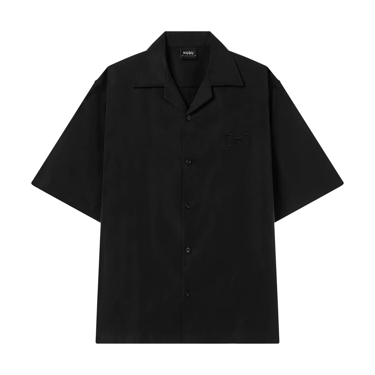 Áo sơ mi kaki Hàn màu đen, trắng, form regular thêu logo basic unisex local brand HUGU - HUGU BASIC SHIRT - SS2