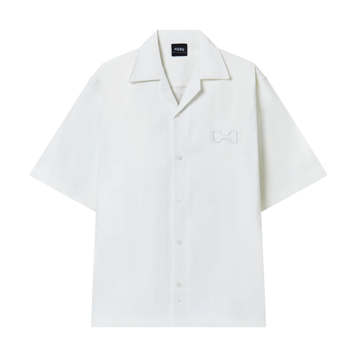 Áo sơ mi kaki Hàn màu đen, trắng, form regular thêu logo basic unisex local brand HUGU - HUGU BASIC SHIRT - SS2