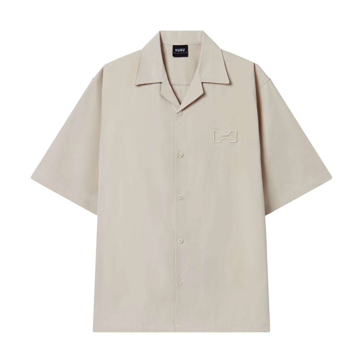 Áo sơ mi kaki Hàn màu đen, trắng, form regular thêu logo basic unisex local brand HUGU - HUGU BASIC SHIRT - SS2
