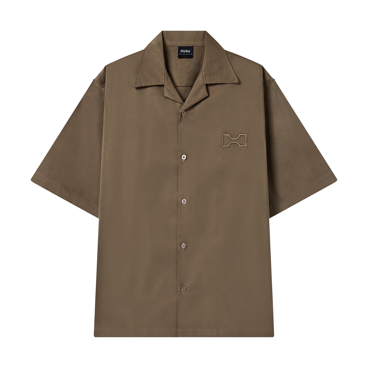 Áo sơ mi kaki Hàn màu đen, trắng, form regular thêu logo basic unisex local brand HUGU - HUGU BASIC SHIRT - SS2