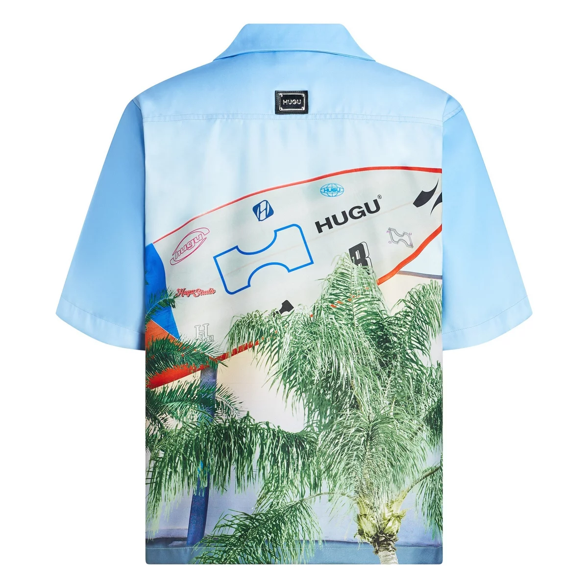 Áo sơ mi họa tiết cuban shirt local brand HUGU - SURFBOARD - vải lụa, form regular, tag logo kim loại, in chuyển nhiệt