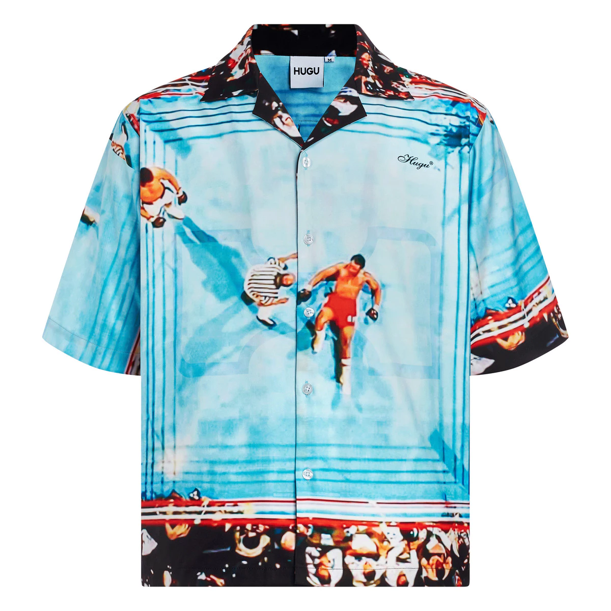 Áo sơ mi tay ngắn họa tiết cuban shirt local brand HUGU - THE GREATEST MATCH - vải lụa, form regular, in chuyển nhiệt