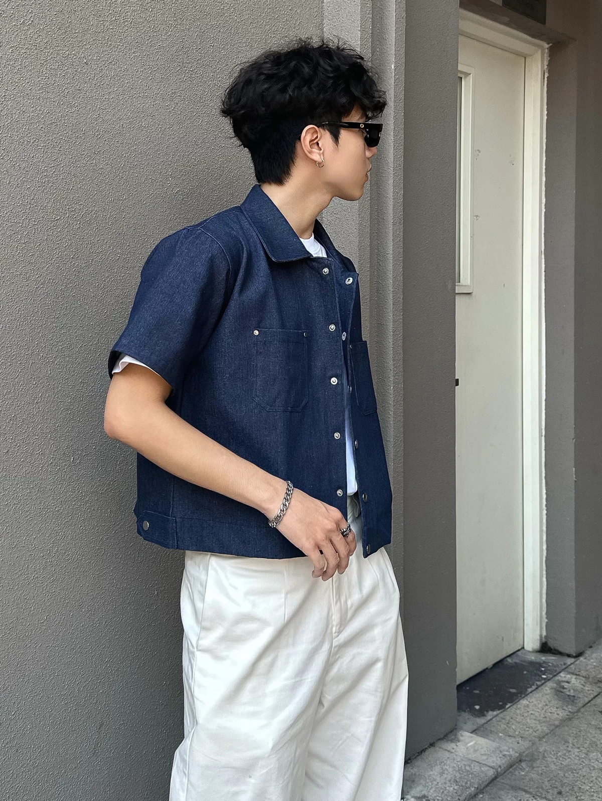SƠ MI - JEAN -BOXY NGẮN TAY HIDDEN ESSTIAL
