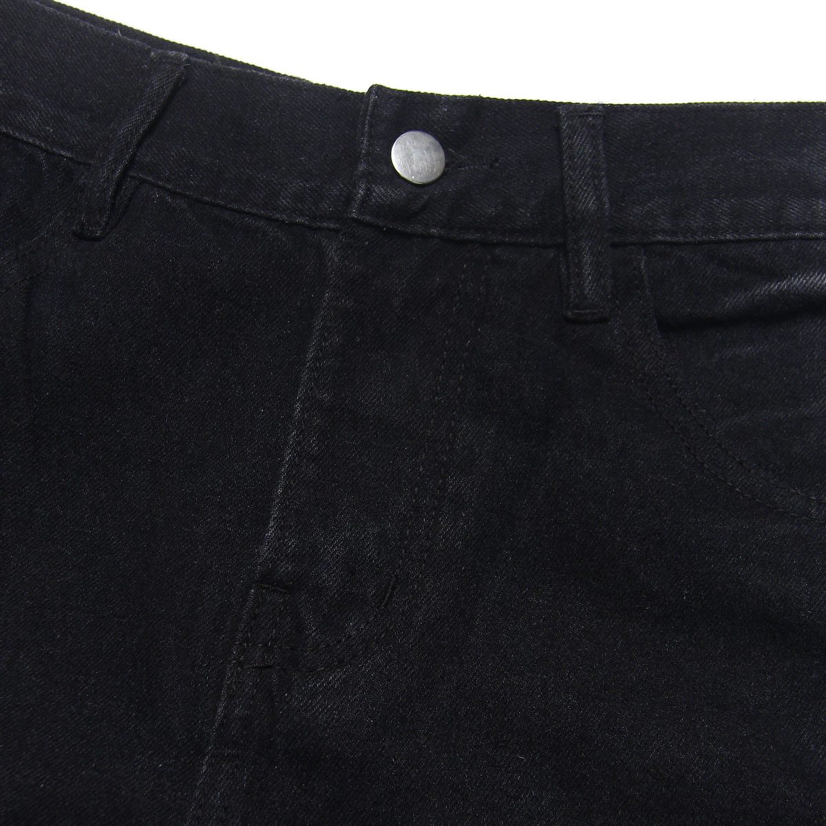 Quần jeans dài unisex màu đen local brand HUGU - SIDE LINE WASH - chất liệu denim, form rộng, tag da, wash nhẹ ở giữa