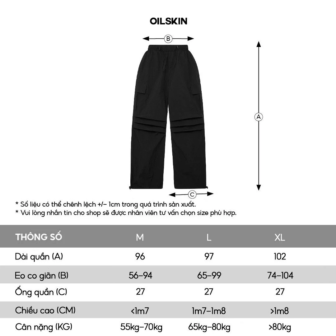 Quần dài màu đen, be, grey form ống rộng, OILSKIN HUGU - chất liệu dù thoáng mát unisex