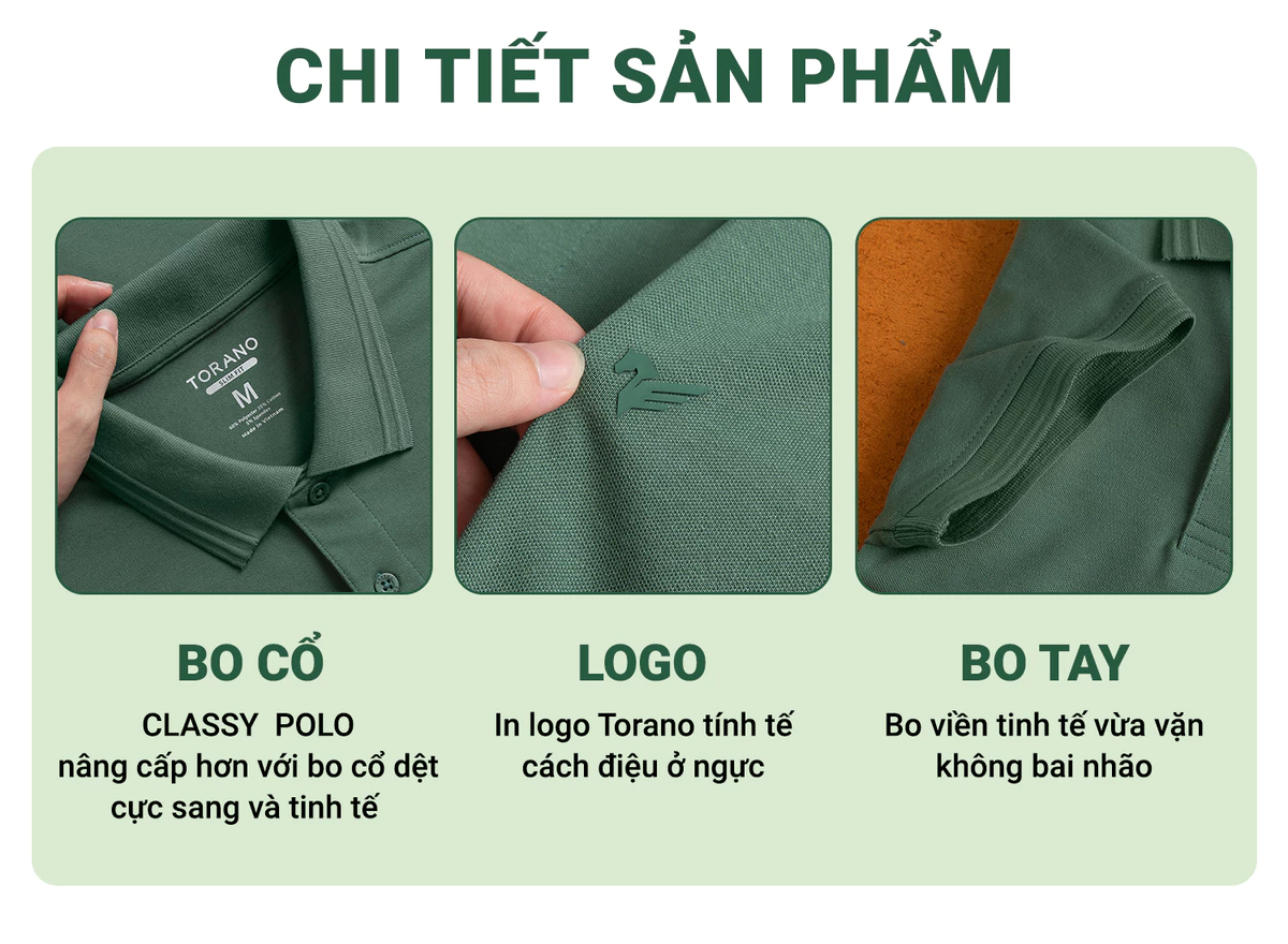 Áo Polo Nam SMART CLASSIC POLO TORANO thoáng khí thoải mái vải cotton trơn Nam Tính, Sang Trọng, Thanh Lịch ESTP038