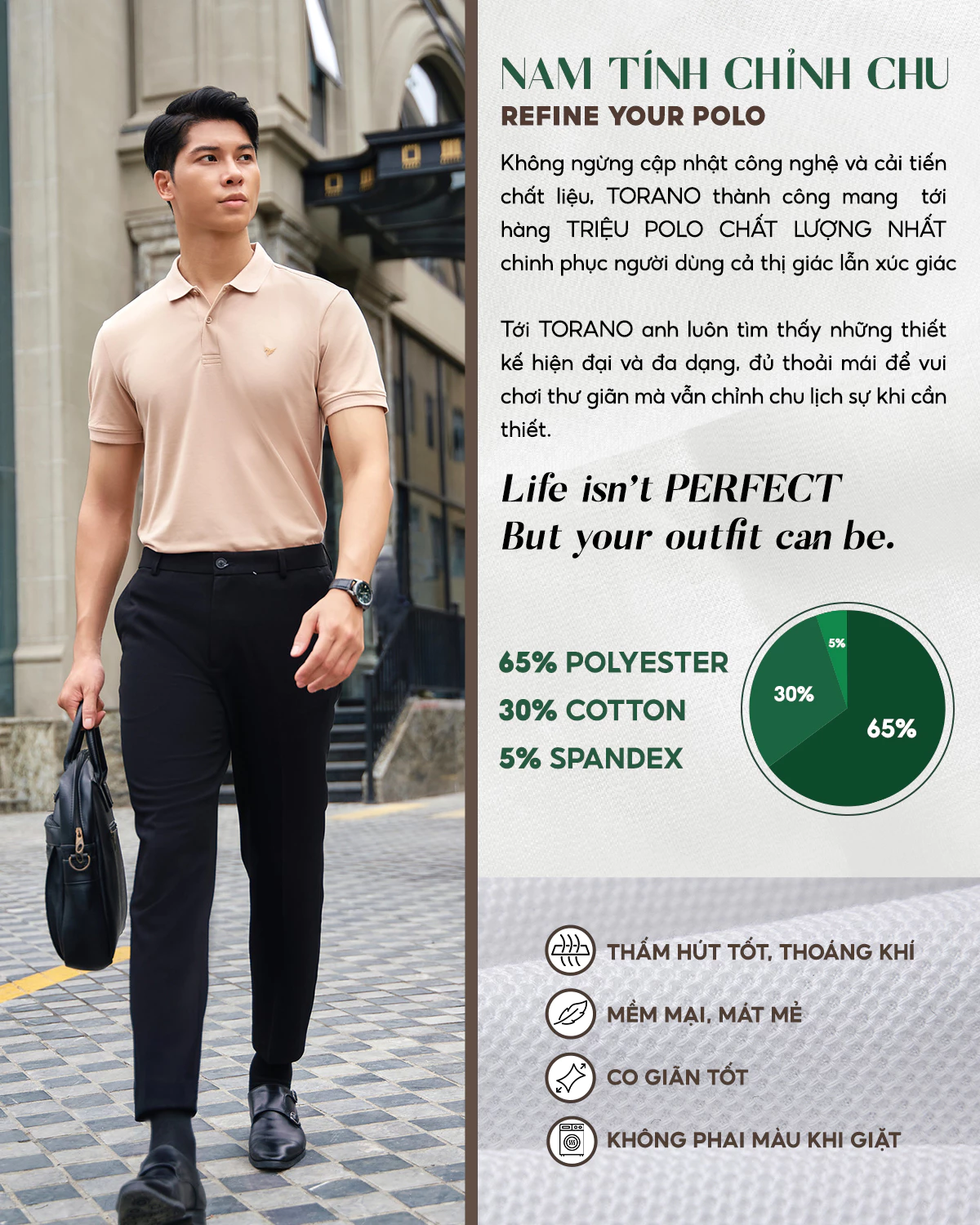 Áo Polo Nam SMART CLASSIC POLO TORANO thoáng khí thoải mái vải cotton trơn Nam Tính, Sang Trọng, Thanh Lịch ESTP038