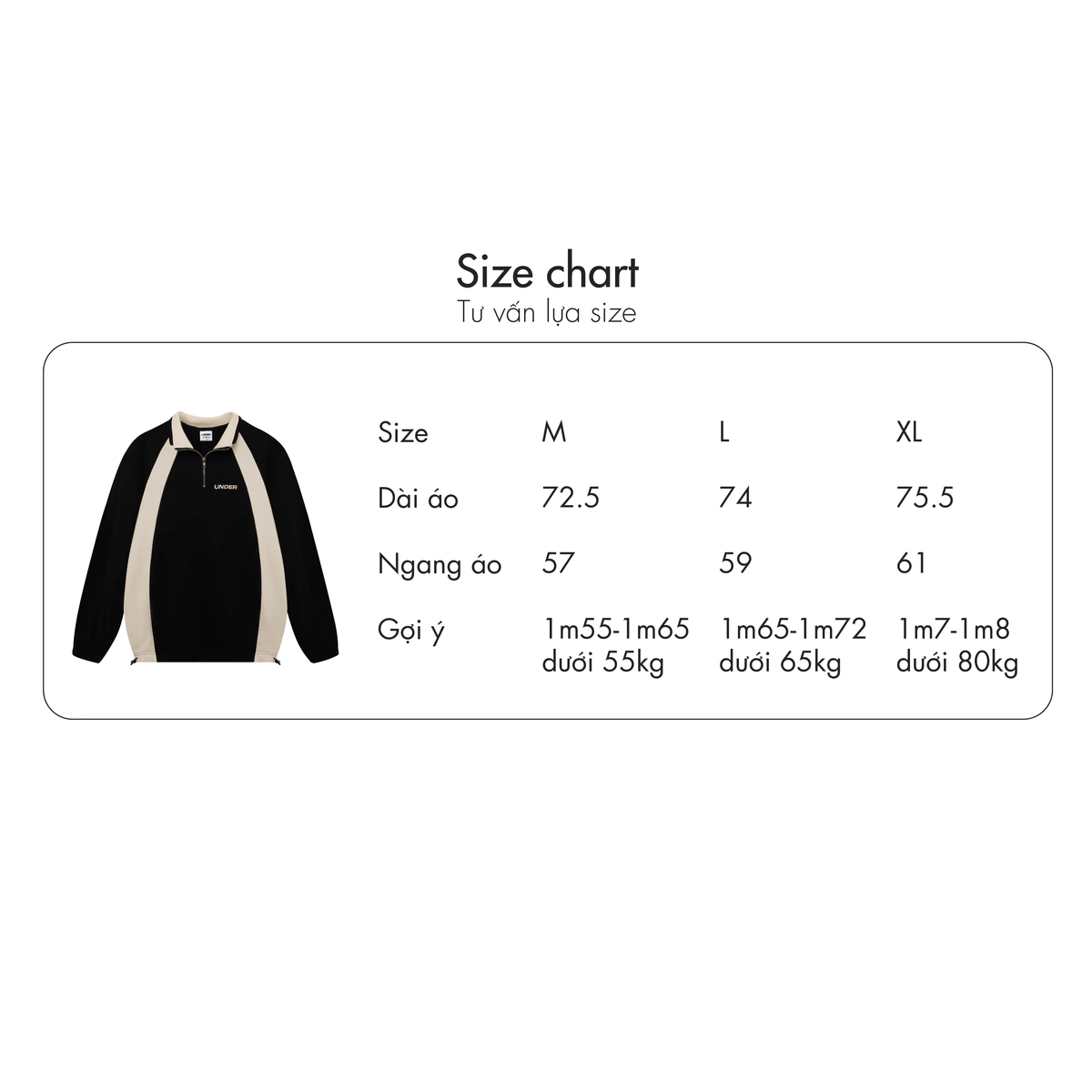 Áo Sweater UNDER Basic Half Zip Nỉ Chân Cua - USW002