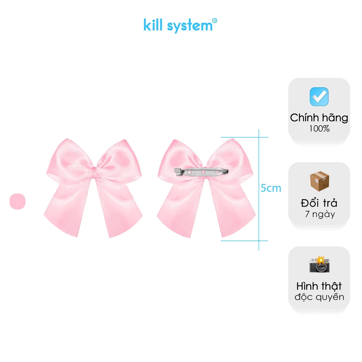 Túi quà nơ ghim màu kem, hồng Kill System