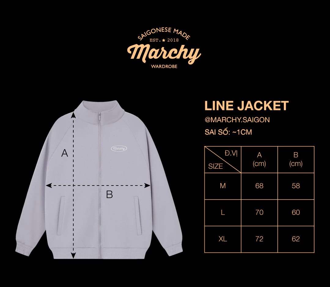 MARCHY - Line Jacket - Áo khoác không nón cổ cao