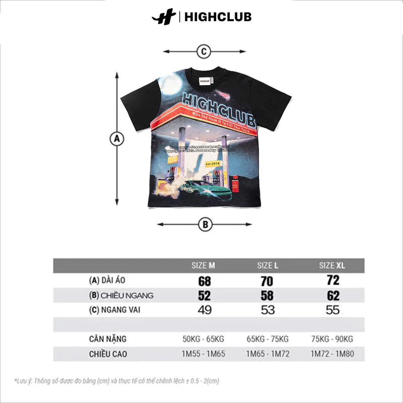 Áo Thun GAS STATION Tay Lỡ Unisex Nam/Nữ Cổ Tròn - HIGHCLUB Brand Chính Hãng