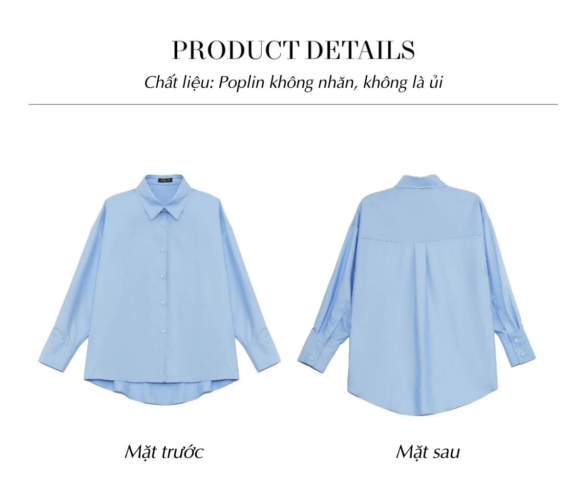 Áo sơ mi Clean Oversized Shirt MONO TALK (xanh da trời) vải poplin hạn chế nhăn, mềm mát T10012FT