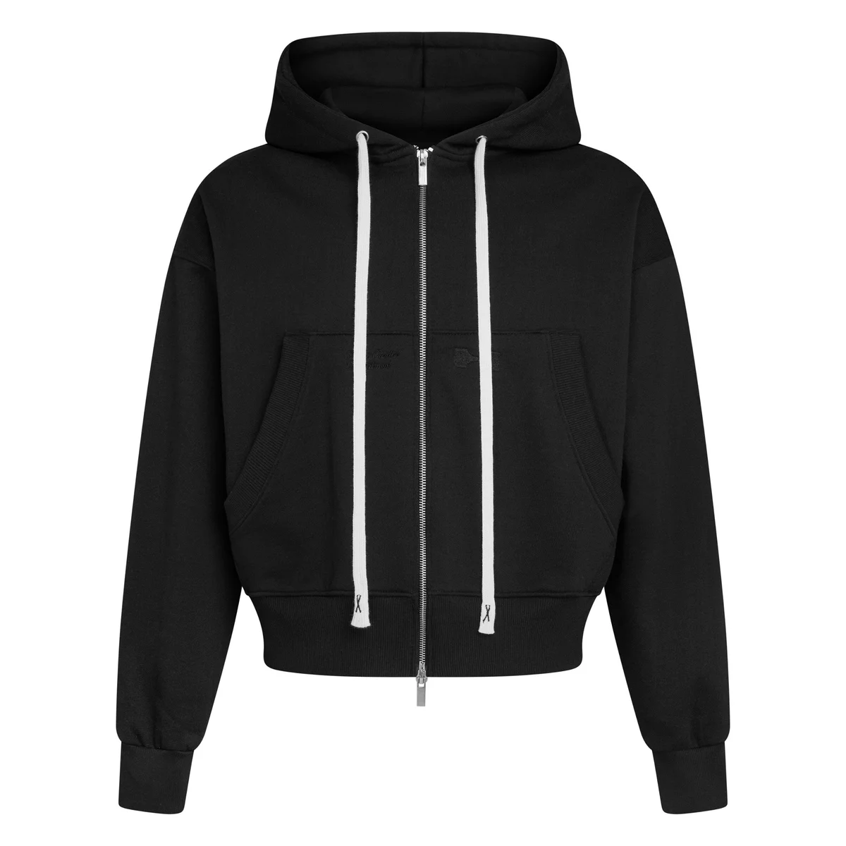 Áo khoác hoodie zip form boxy unisex thêu logo HUGU - BASIC BOXY ZIP HOODIE - khóa zip, vải chân cua