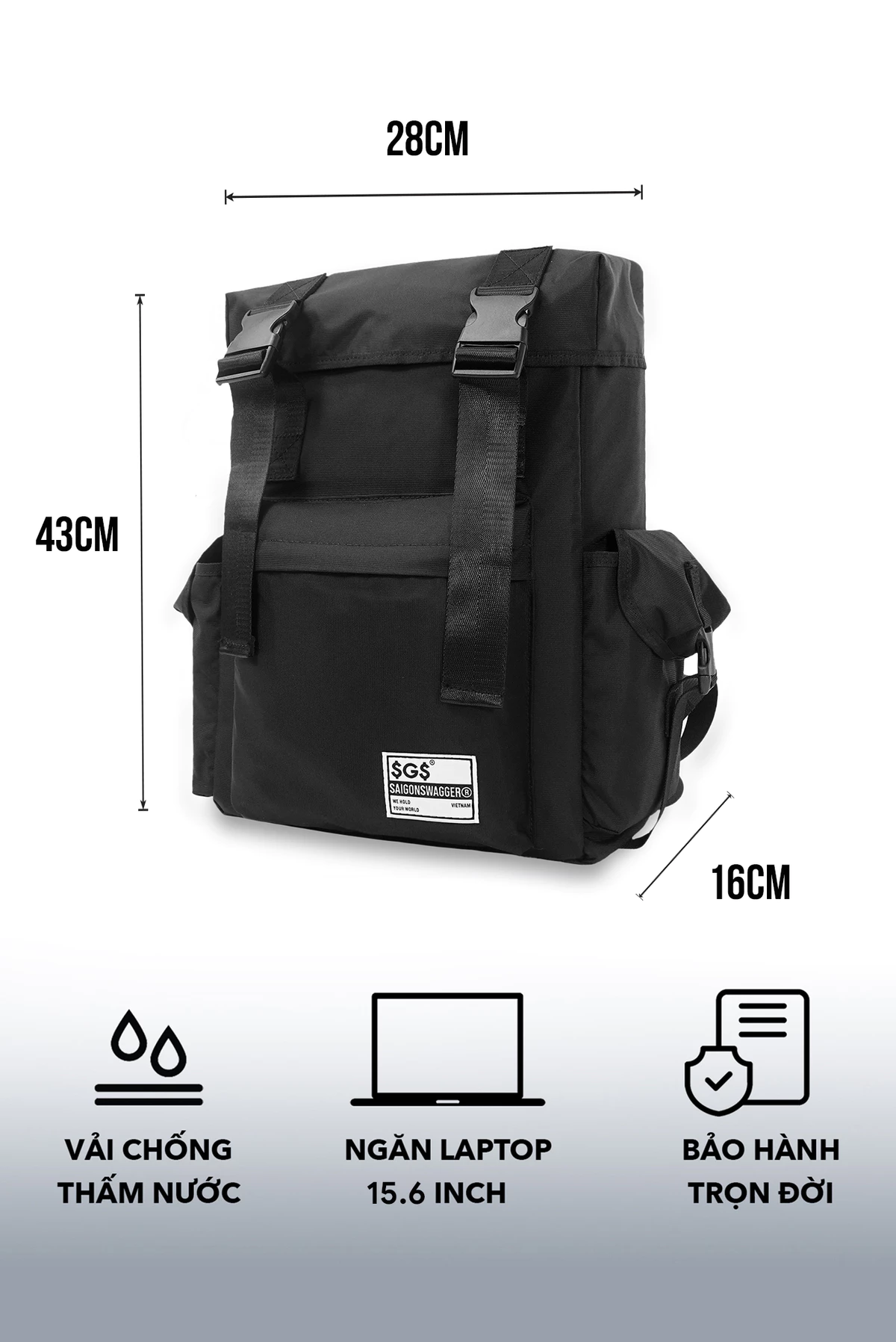 Balo Dây Rút SAIGONSWAGGER Đi Học Du Lịch Phượt SGS Box Backpack Laptop 15.6inch