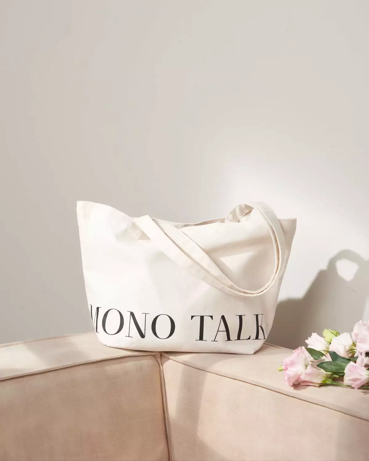 Túi Vải Canvas (màu trắng) MONO TALK chữ in Canvas Tote Bag P10003F
