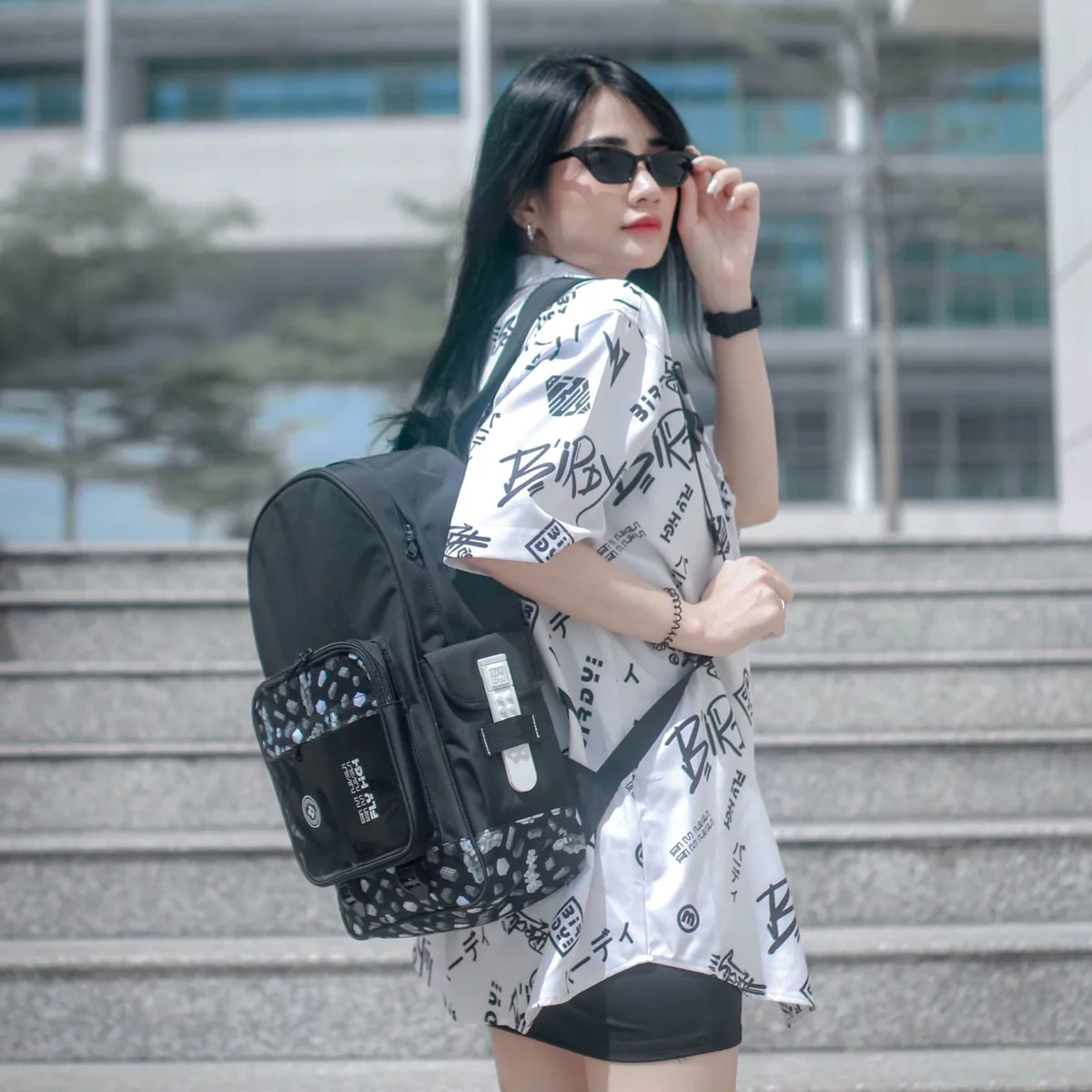Balo nam nữ BIRDYBAG BRICK BACKPACK chống nước nhiều ngăn, cặp sách đi học đựng laptop 13 inches