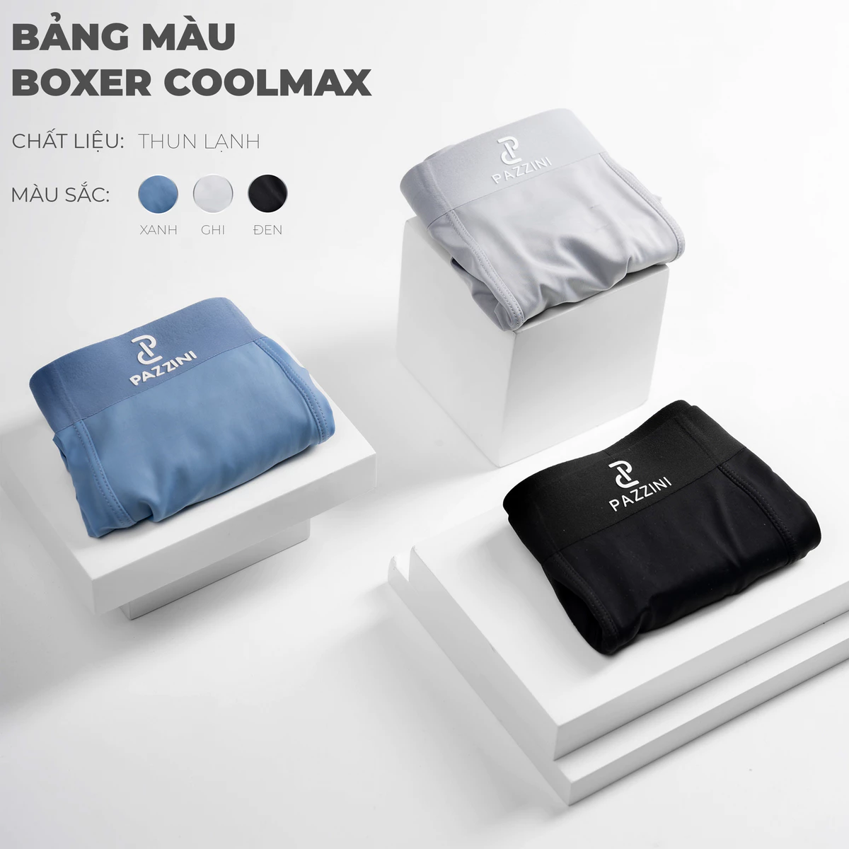 Quần lót nam boxer PAZZINI thun lạnh xuất xịn cao cấp, quần sịp nam co giãn 4 chiều, thấm hút kháng khuẩn tốt BX011