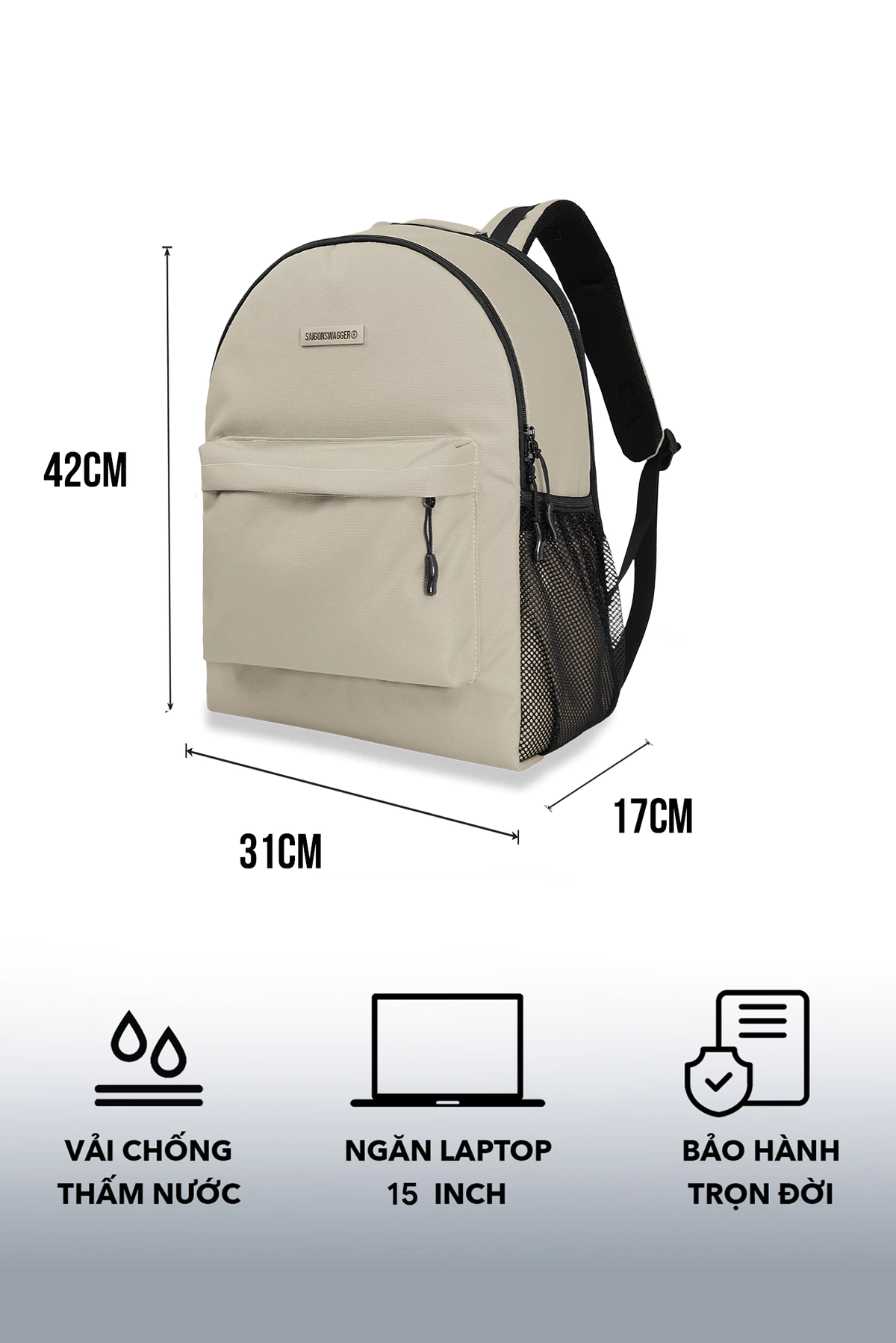 Balo Everyday Tan đi học đi làm SAIGONSWAGGER® New Basic balo Tan