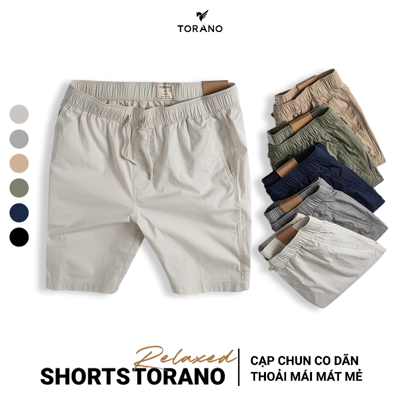 Quần short kaki nam SMART KHAKI SHORTS TORANO dáng basic cạp chun bền màu FSBK010
