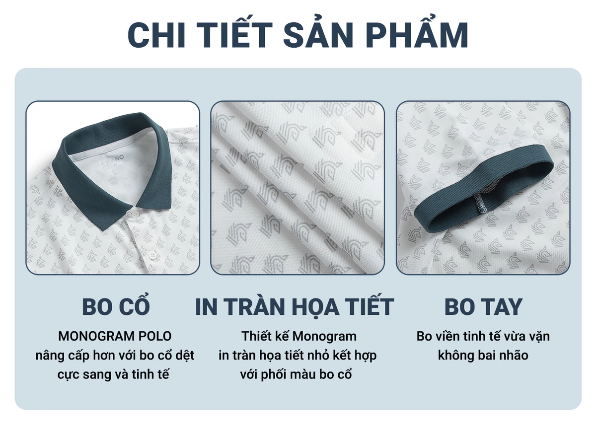 Áo polo nam TORANO MONOGRAM POLO bo kẻ chất thoáng khí thoải mái vải cotton trơn BASIC GSTP051