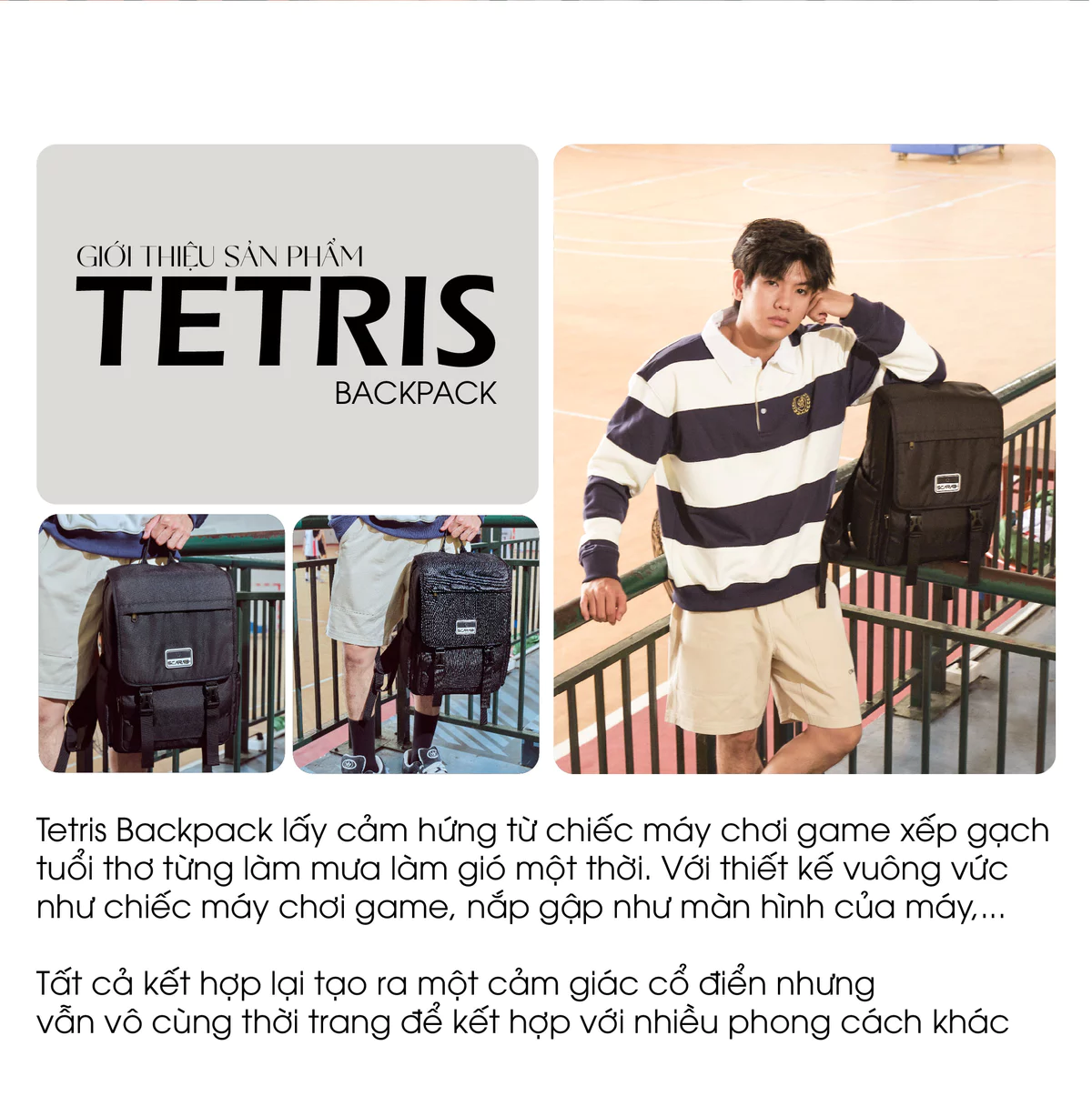 Balo SCARAB TETRIS BACKPACK Thời Trang Nam Nữ, Đi Học, Đi Làm, Vừa Laptop 15.6 Inch