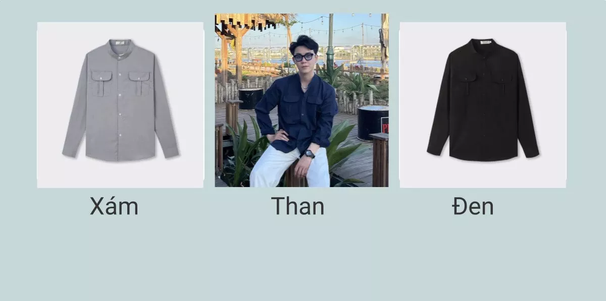 Áo sơ mi đũi nam cổ trụ 2 túi cúc áo sơ mi cổ tàu ZUTEE