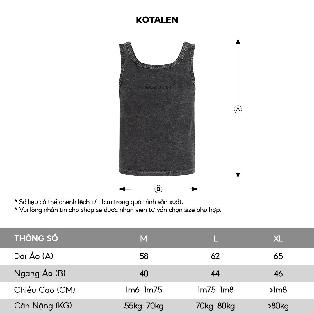 Áo tank top ôm body, thêu logo, unisex local brand HUGU - KOTALEN TANKTOP WASHED