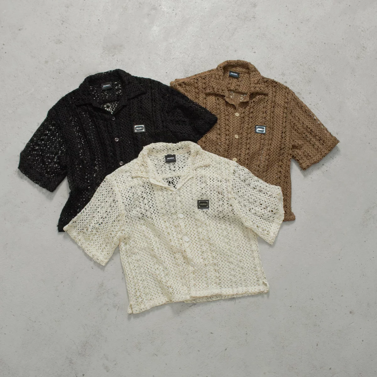 Áo sơ mi tay ngắn vải lưới 4C unisex local brand HUGU - LITTLE GRID form boxy đính tag HUGU