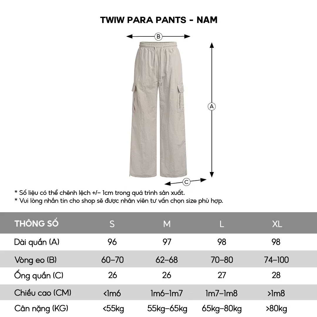 Quần dài vải dù nhăn dày, form ống suông HUGUxTHATSWHATIWANT - TWIW PARA PANTS - quần dù nhăn, phong cách thể thao