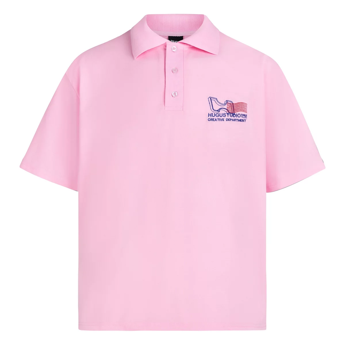 Áo polo vải cá sấu bốn chiều màu đen, xám, hồng,... phong cách hàn quốc, form rộng, unisex local brand HUGU - STAMP POLO