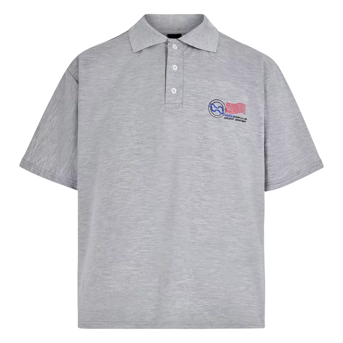 Áo polo vải cá sấu bốn chiều màu đen, xám, hồng,... phong cách hàn quốc, form rộng, unisex local brand HUGU - STAMP POLO