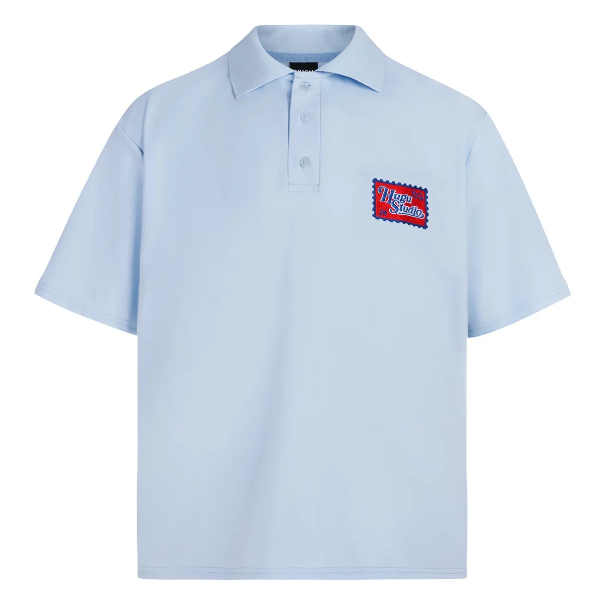Áo polo vải cá sấu bốn chiều màu đen, xám, hồng,... phong cách hàn quốc, form rộng, unisex local brand HUGU - STAMP POLO