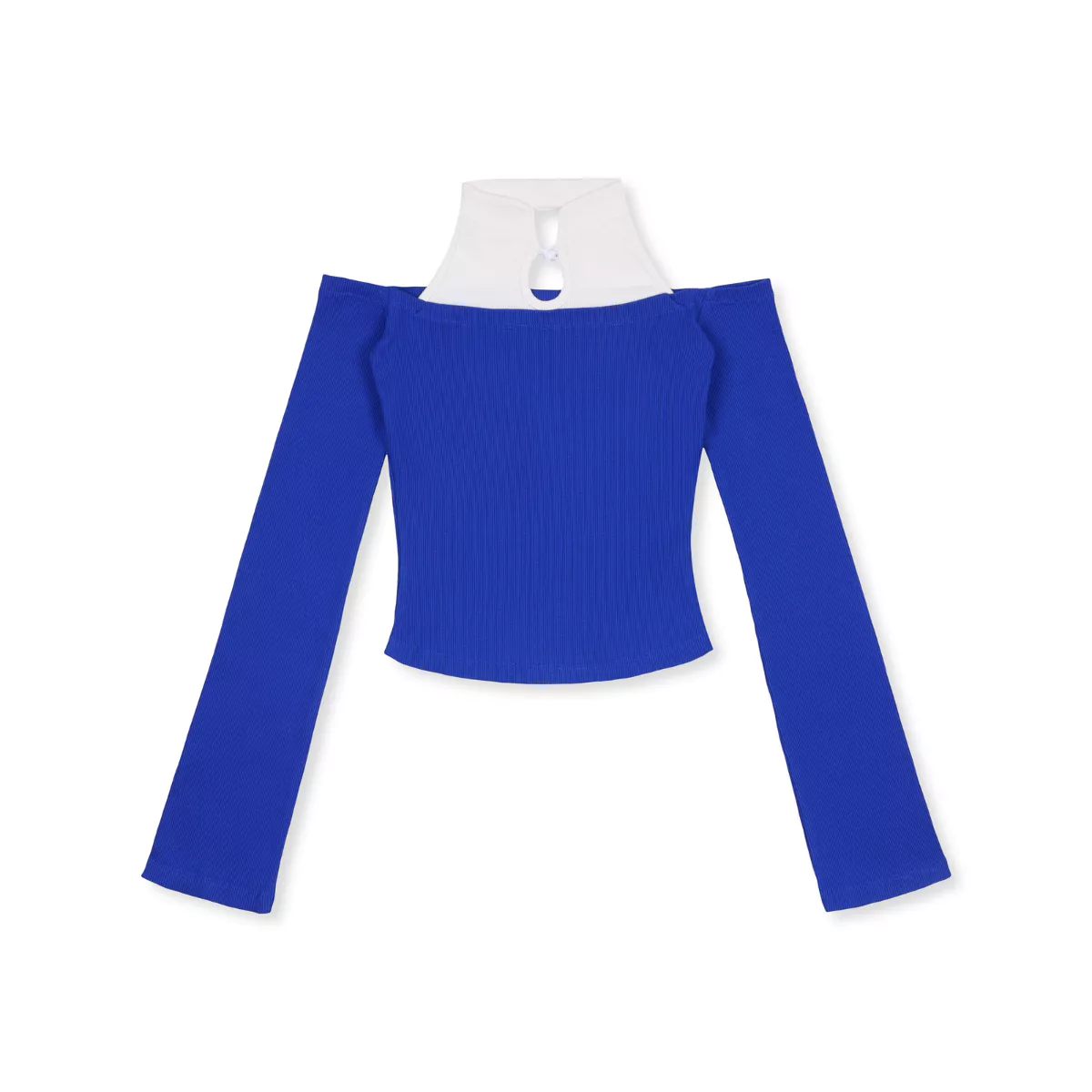 Áo croptop nữ hở vai thiết kế phối màu tay dài Vicolas chất liệu thu gân co giãn - VICO35