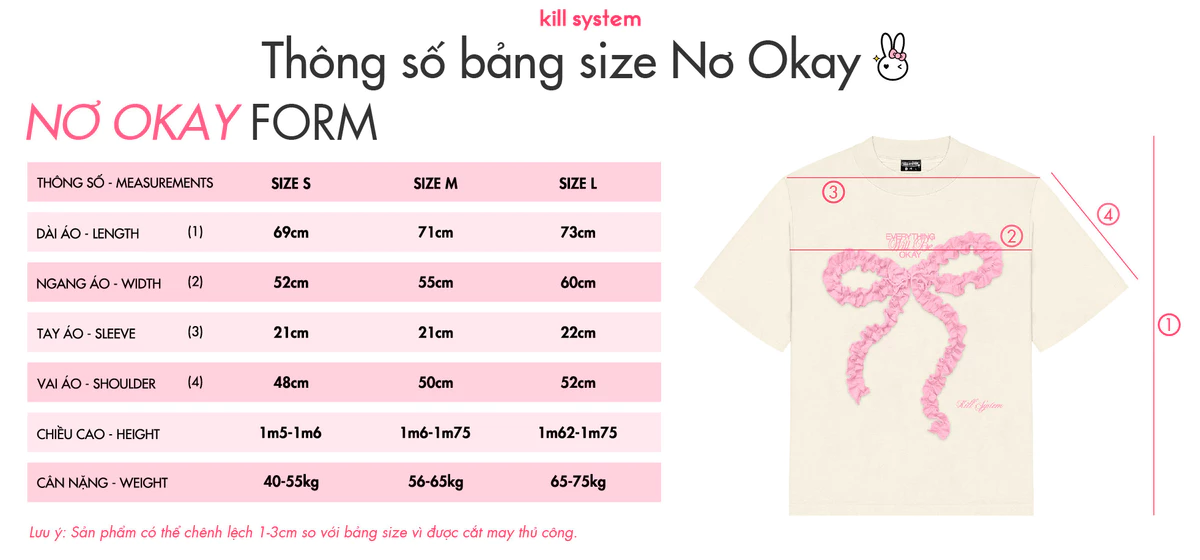Áo thun Nơ OKAY Killsystem oversize hình nơ nổi may nhún chất cotton