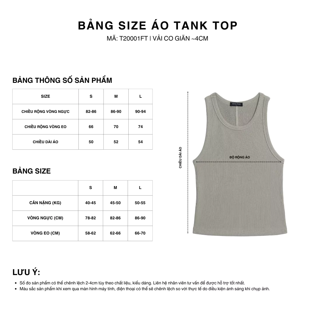 Áo thun tăm không tay cổ yếm cơ bản Mono Talk - MFOT26Y-T20004FT