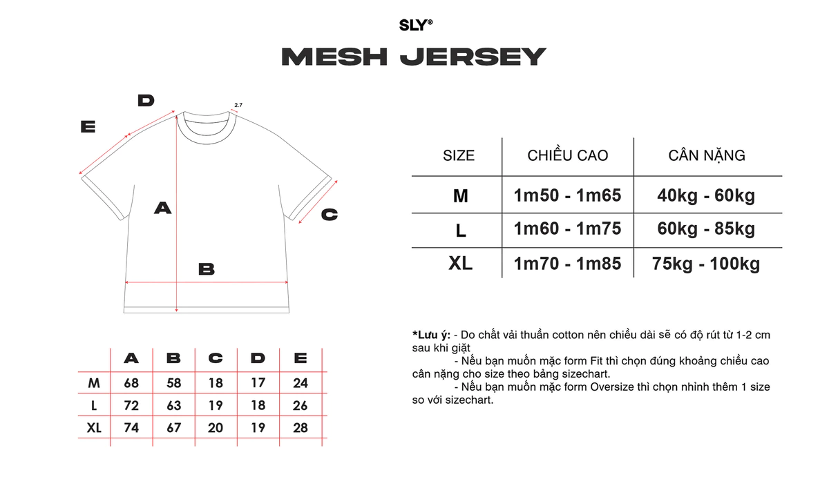 Áo thun Jersey unisex SLY Cross Mesh màu kem vải lưới