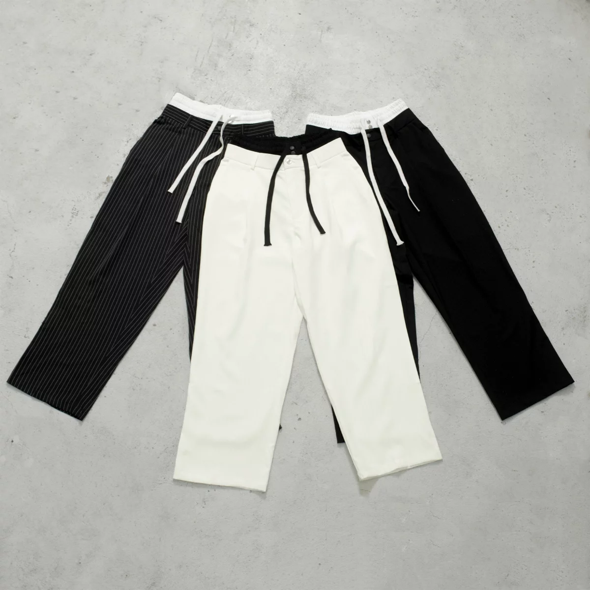 Quần tây lưng dài màu đen, trắng,... form ống rộng 2 lưng, co giãn thoải mái, unisex local brand HUGU - DOUBLE WAIST