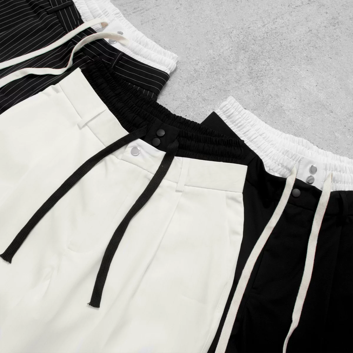 Quần tây lưng dài màu đen, trắng,... form ống rộng 2 lưng, co giãn thoải mái, unisex local brand HUGU - DOUBLE WAIST