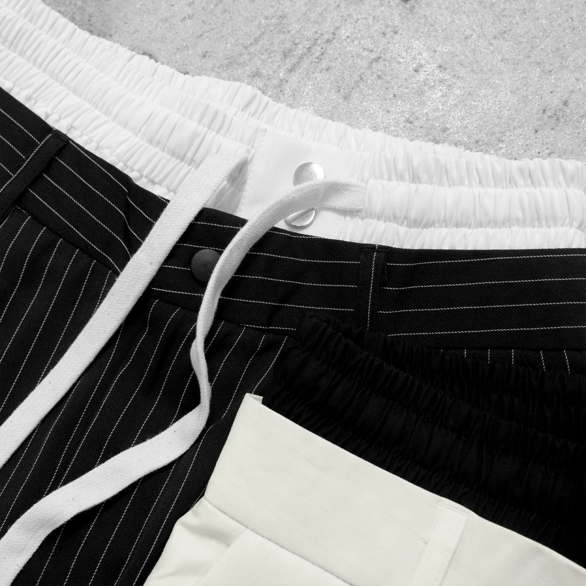 Quần tây lưng dài màu đen, trắng,... form ống rộng 2 lưng, co giãn thoải mái, unisex local brand HUGU - DOUBLE WAIST